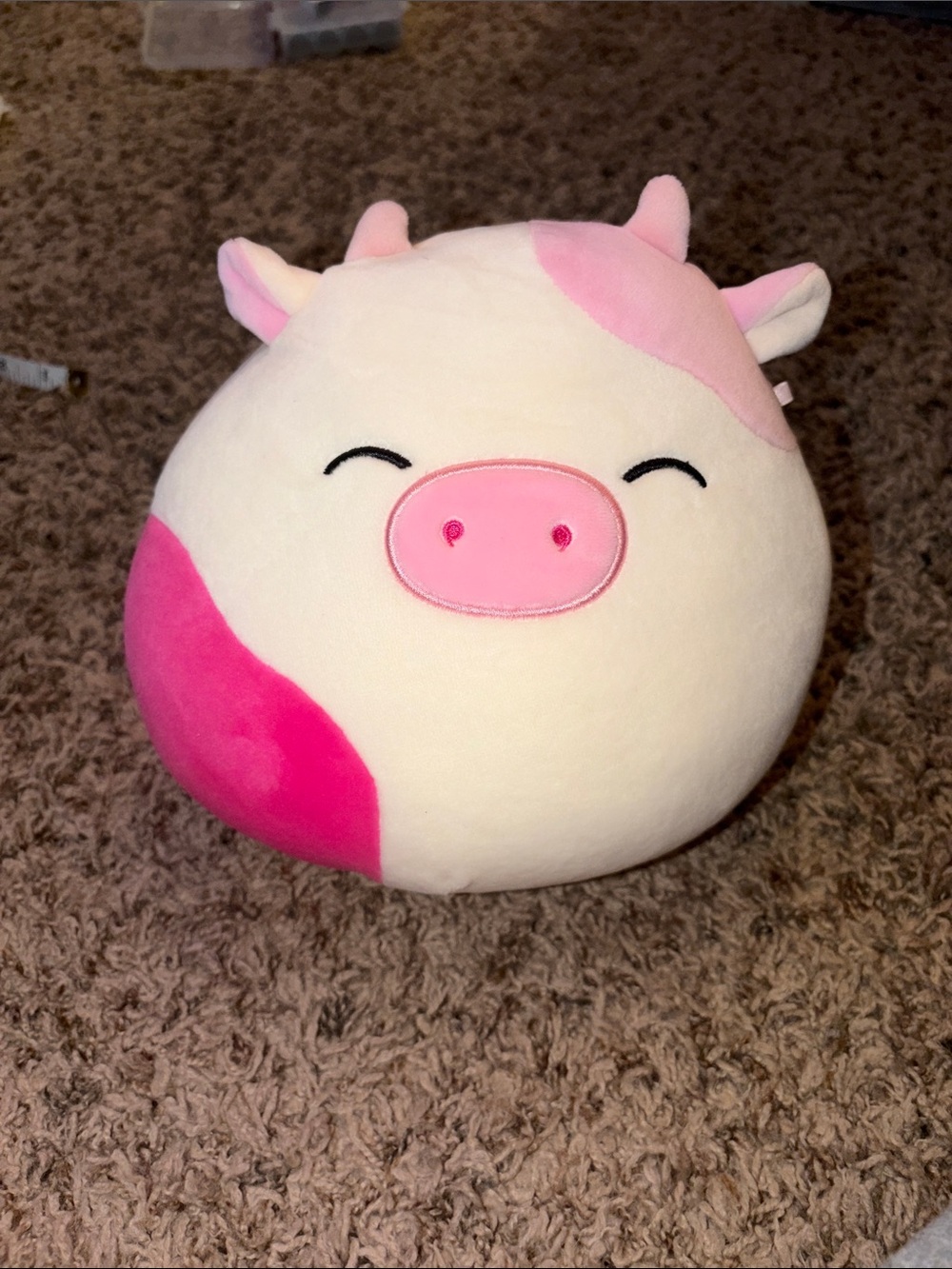Squishmallows 8” Caedyn Pink & White Cow Plush Closed Eyes NWOT